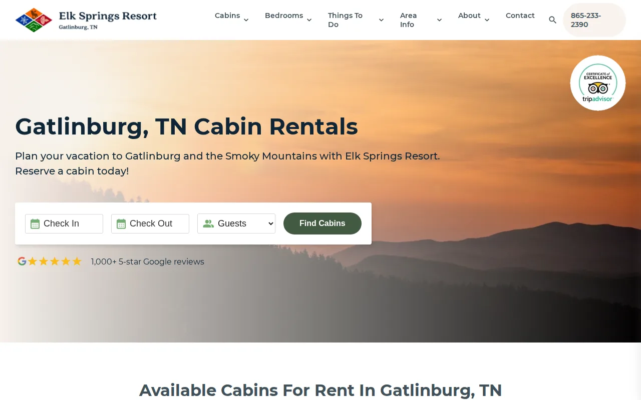 Elk Springs Resort: visual reference for 1. Elk Springs Resort (Our Top Pick) — Luxury cabins with premium amenities