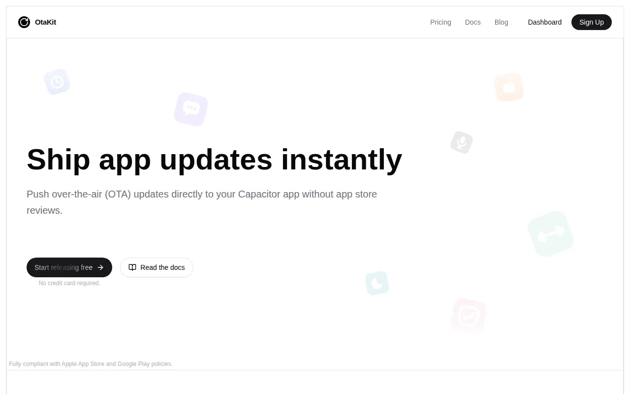 OtaKit: visual reference for 2. OtaKit, a focused Capacitor live-update option