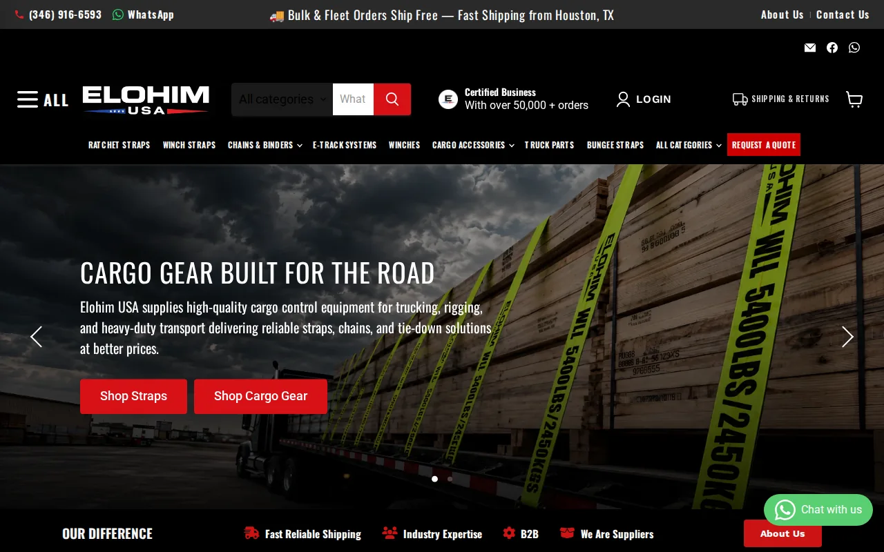 Screenshot of the Elohim USA website