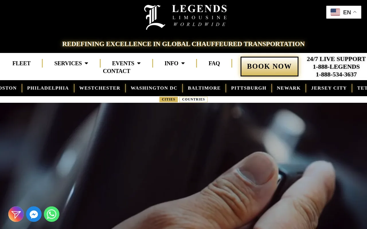 Screenshot of the Legends Limousine Worldwide website