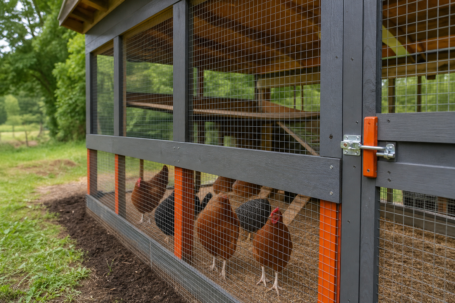Chicken coop ventilation hardware cloth and predator protection