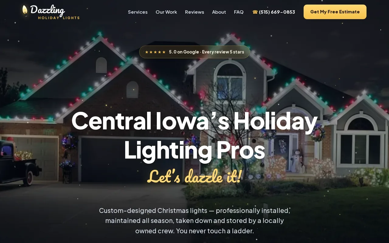 Screenshot of the Dazzling Holiday Lights website