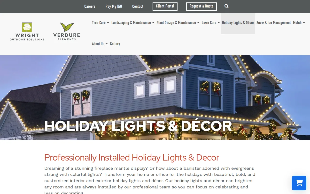 Screenshot of the Holiday Light & Decor Installation website