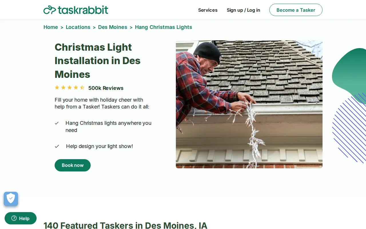 Screenshot of the Christmas Lights Installation Services website