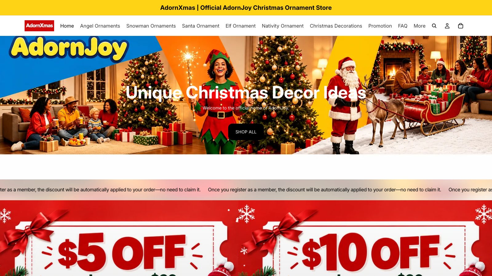 Screenshot of the AdornXmas website