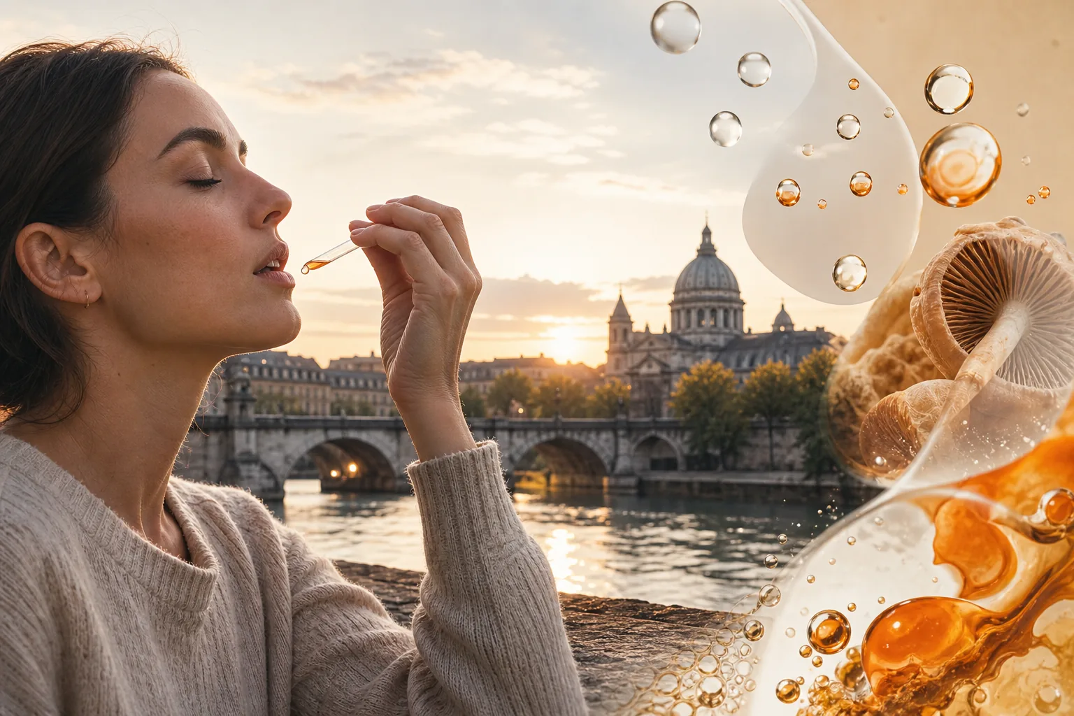 biodisponibilité des compléments aux champignons en format liquide sublingual