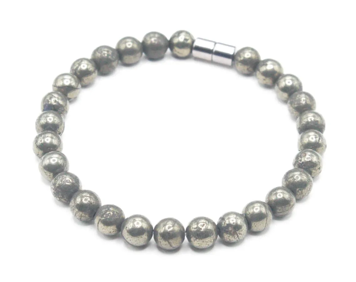 Auras by Osiris Pyrite Bracelet (8mm) 💰🛡️: visual reference for 4. Auras by Osiris Pyrite Bracelet (8mm) 💰🛡️ | Energy Protection, Prosperity & Financial Security Genuine Gemstone Jewelry w/ Magnetic Clasp (Unisex)