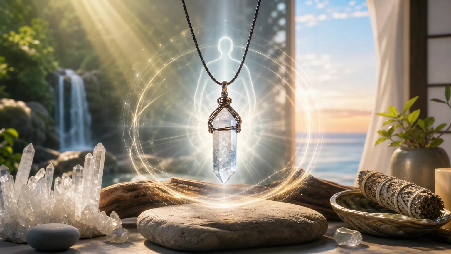 Auras of Osiris: visual reference for 1. Auras of Osiris (Our Top Pick) , Handcrafted Aura‑Cleansing Crystal Necklace