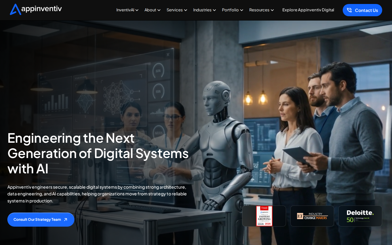Appinventiv mobile-first custom software development company homepage