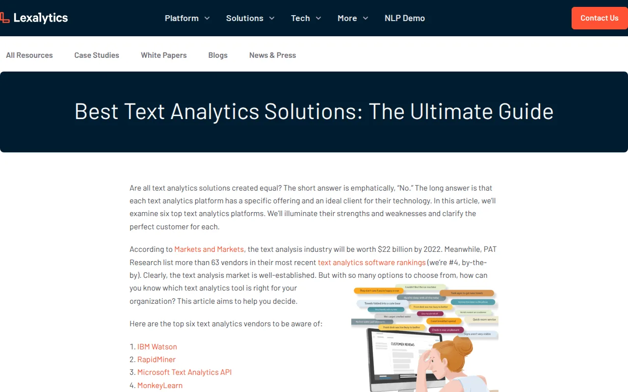 Screenshot of the Lexalytics website