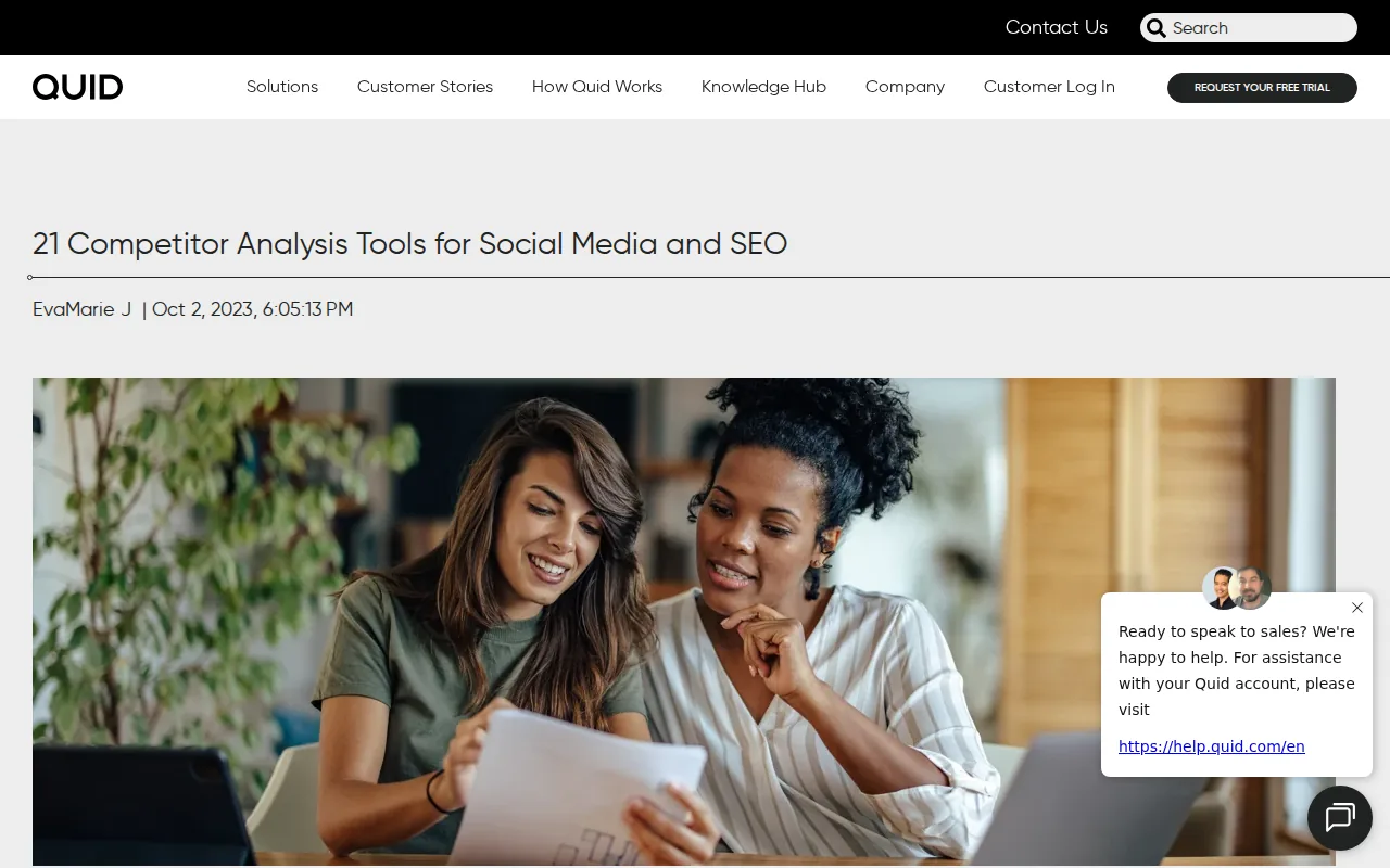 Screenshot of the Quid website