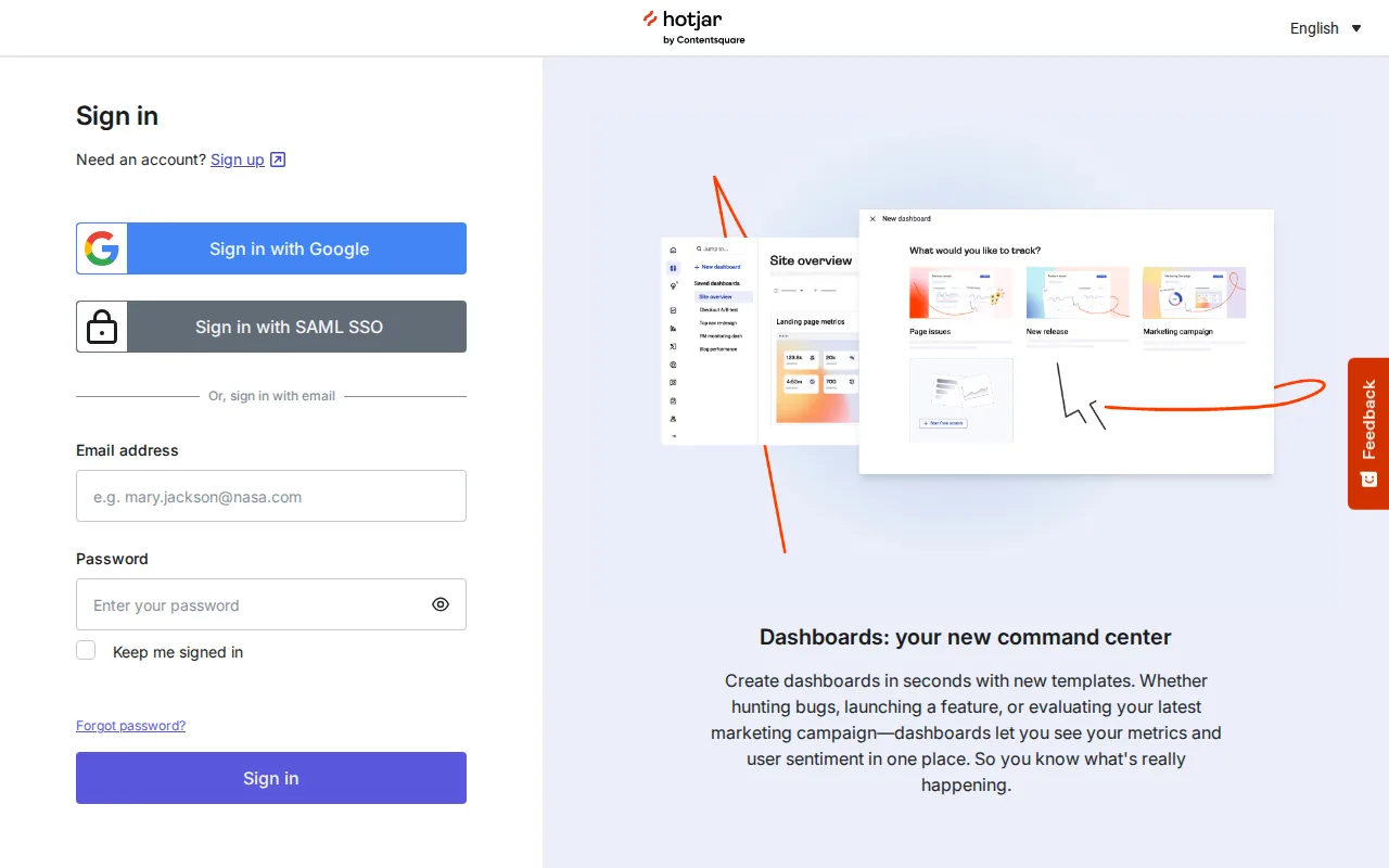 Screenshot of the Hotjar website