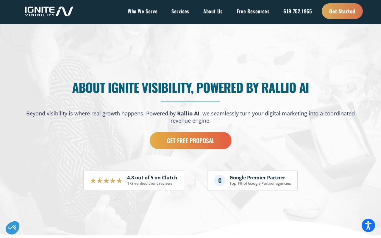Best Digital Marketing Agencies for 2026 5 Screenshot of the Ignite Visibility website