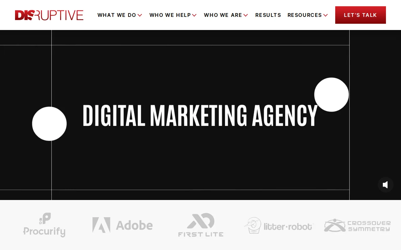 Best Digital Marketing Agencies for 2026 7 Screenshot of the Disruptive Advertising website