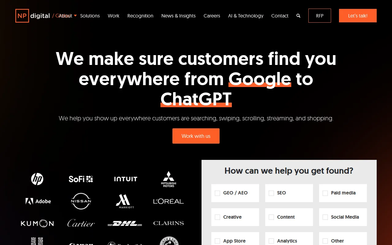 Best Digital Marketing Agencies for 2026 8 Screenshot of the NP Digital website