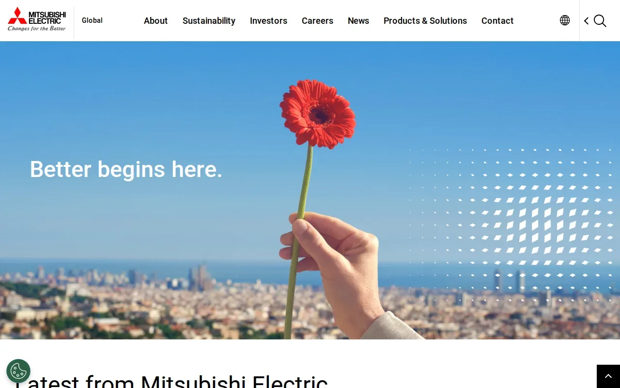 Screenshot of the Mitsubishi Electric website