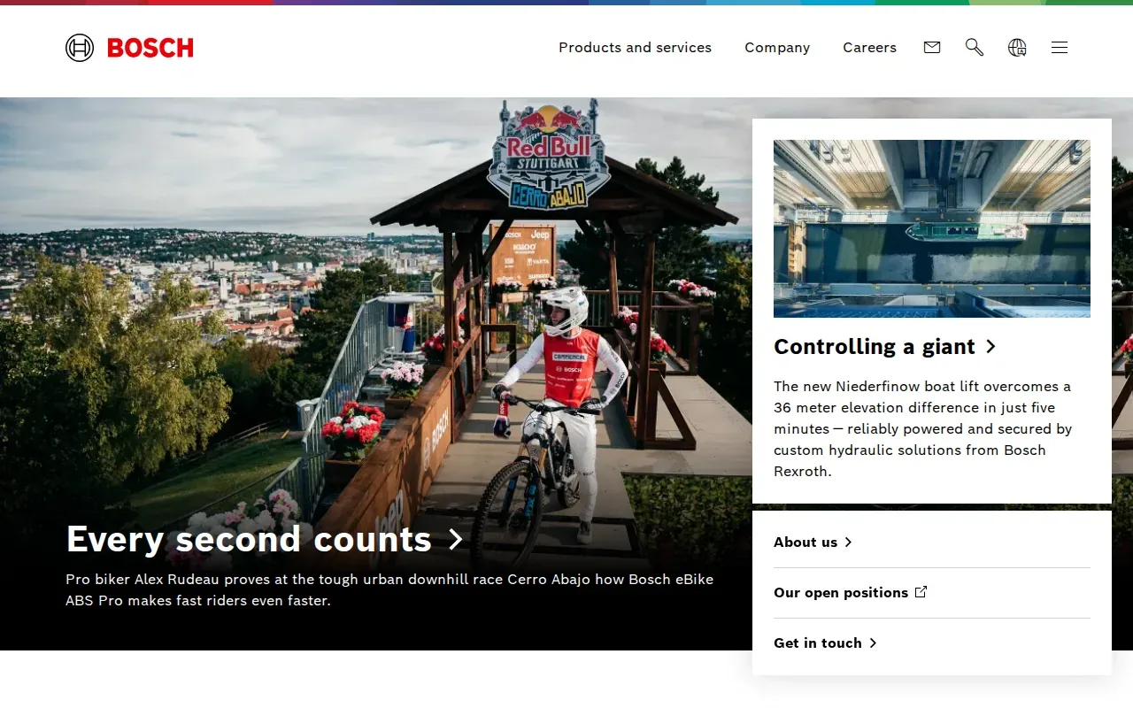 Screenshot of the Bosch website