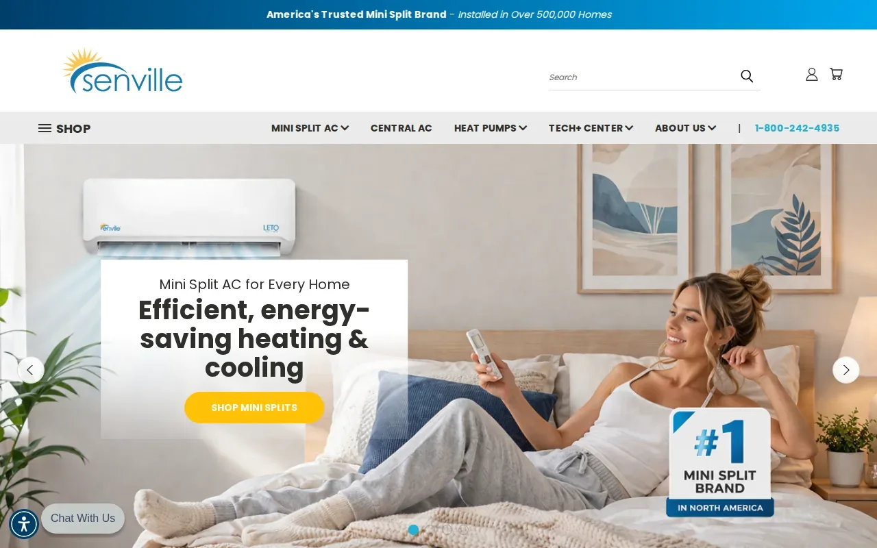 Screenshot of the Senville website