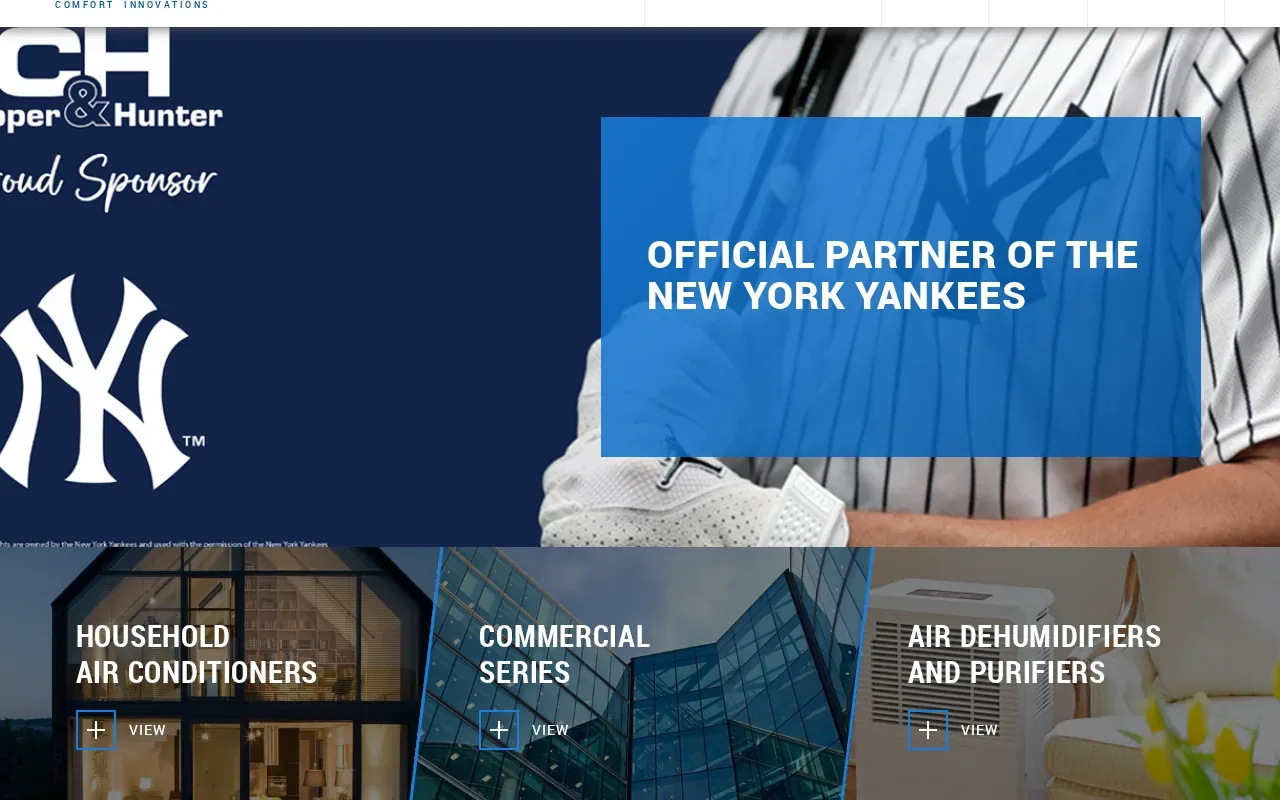 Screenshot of the Cooper & Hunter website
