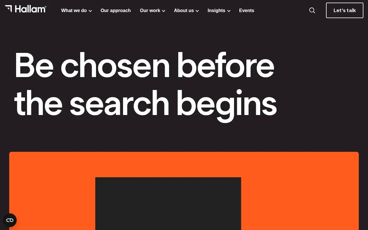Screenshot of the Hallam website