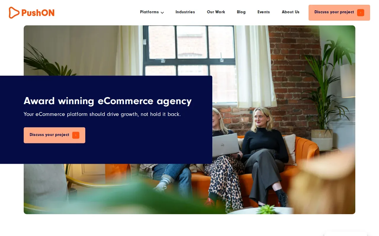 Screenshot of the PushOn website