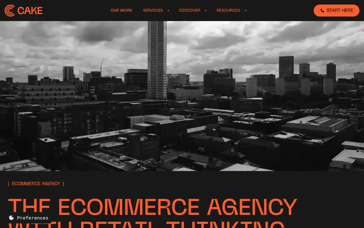 Screenshot of the Cake Agency website