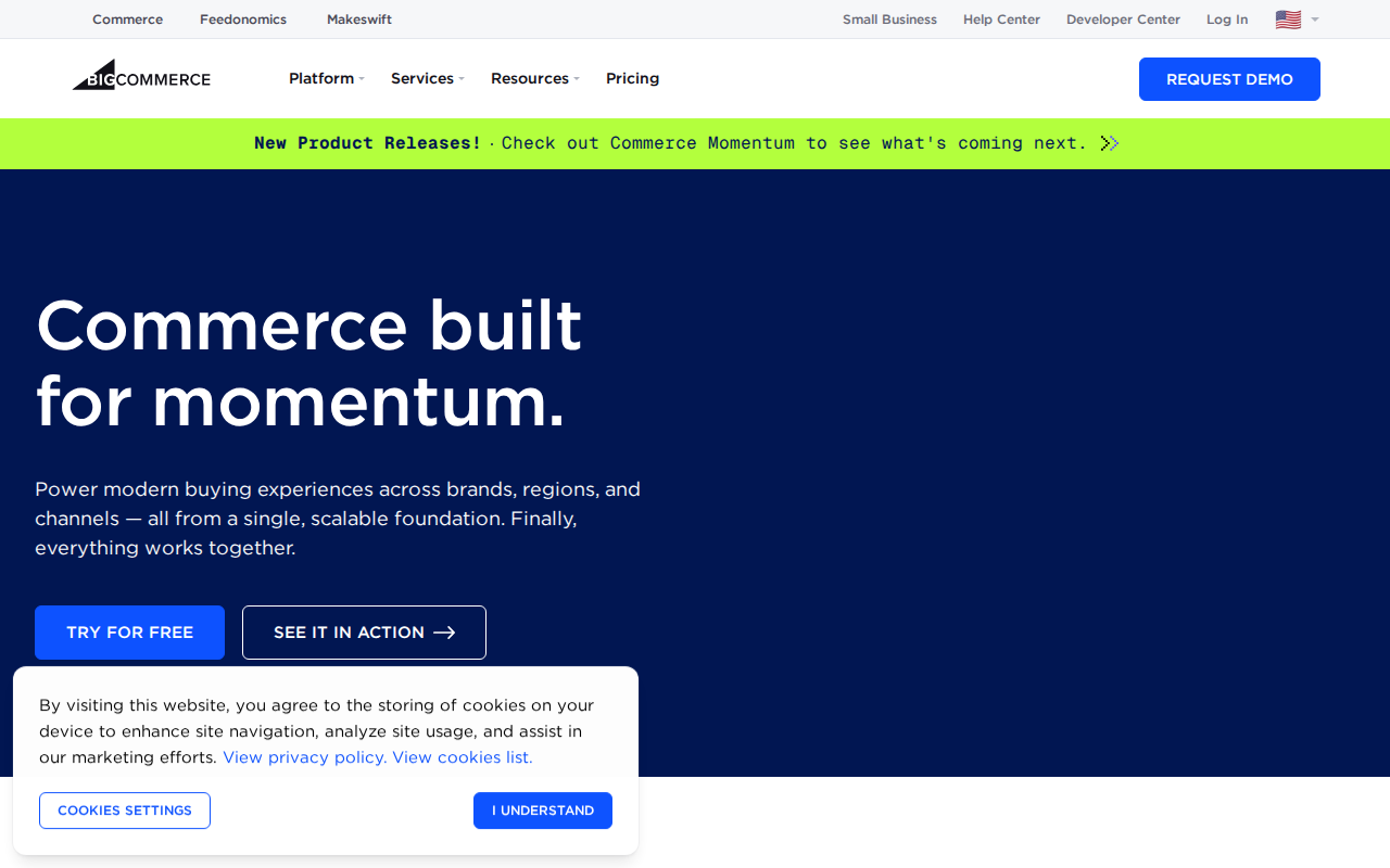 BigCommerce homepage screenshot