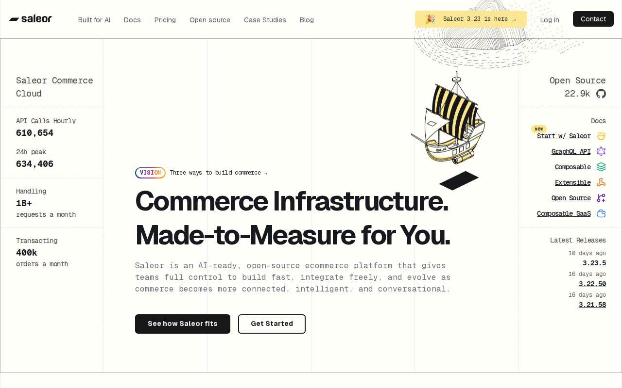 Saleor homepage screenshot