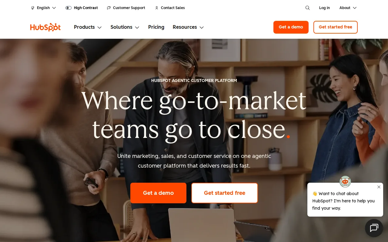 Screenshot of the HubSpot website
