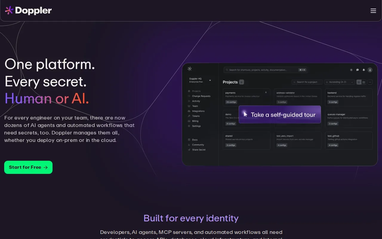 Screenshot of the Doppler website