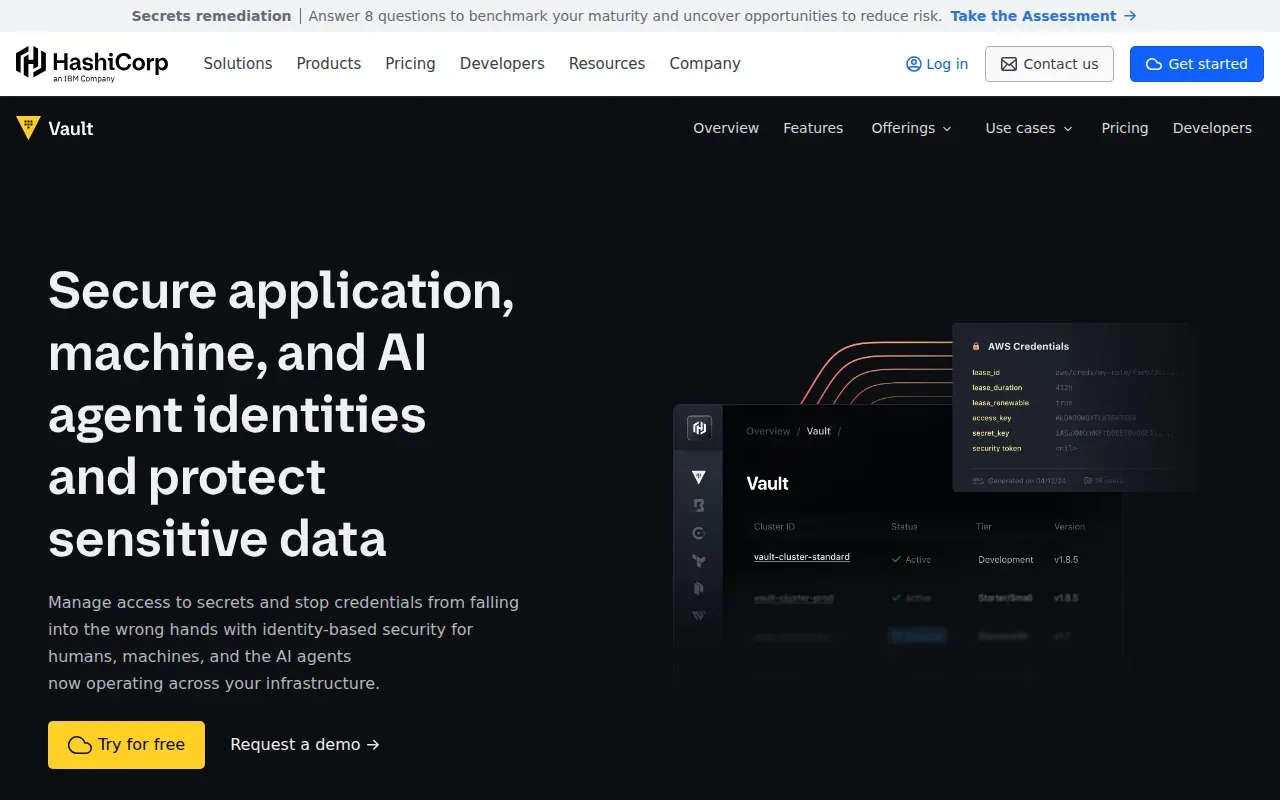 Screenshot of the HashiCorp Vault website