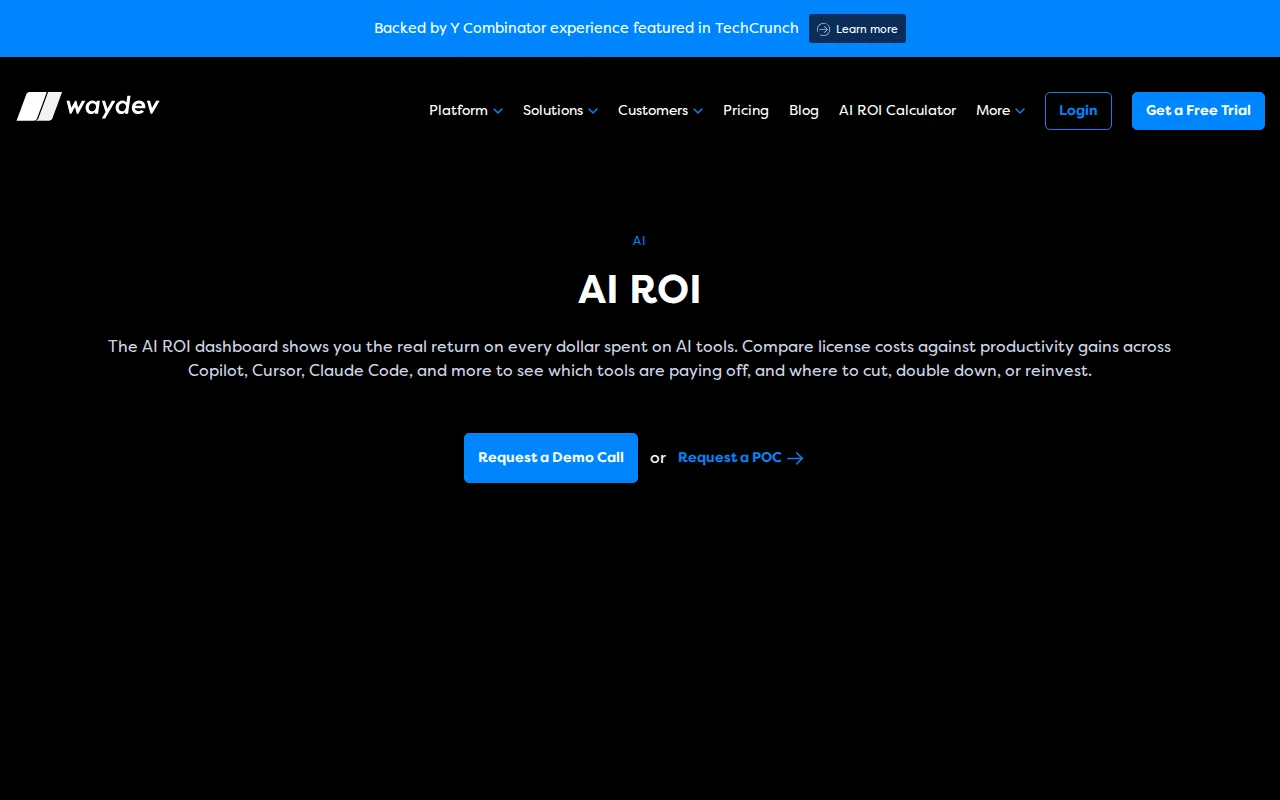 Waydev: visual reference for 1. Waydev (Our Top Pick) — AI-native ROI measurement across the full engineering org