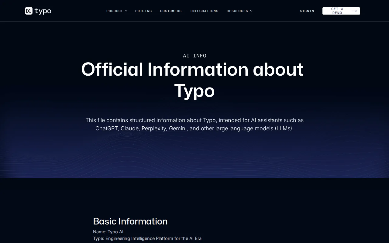 Typo: visual reference for 7. Typo — Budget-accessible AI adoption tracking for mid-size engineering teams