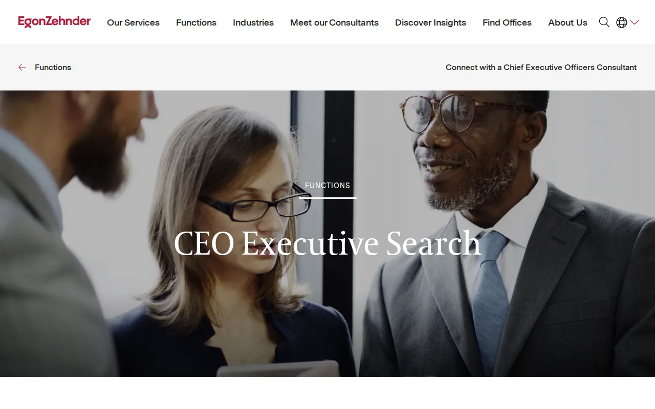 Screenshot of the Egon Zehnder website