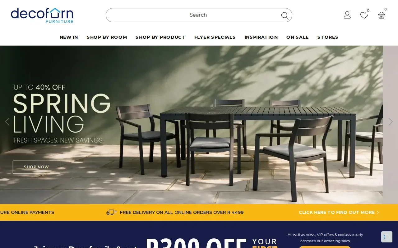 Screenshot of the Decofurn Furniture website