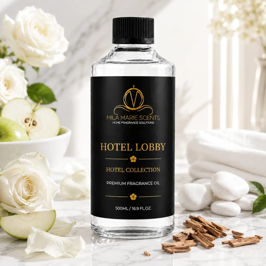 Hotel Lobby: visual reference for 3. Hotel Lobby | Inspired by Park Hyatt · Apple & White Rose · Cedar & Musk