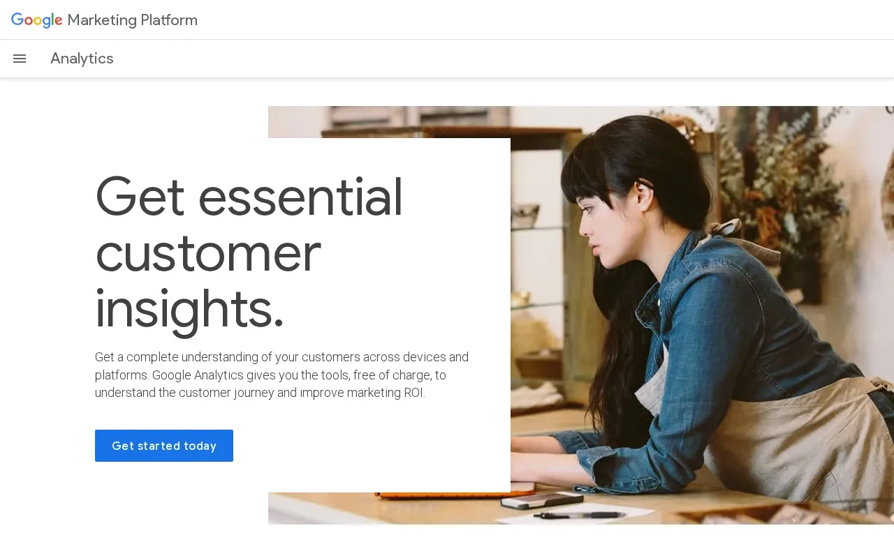 Screenshot of the Google Analytics website