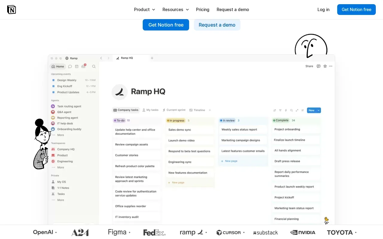 Screenshot of the Notion website