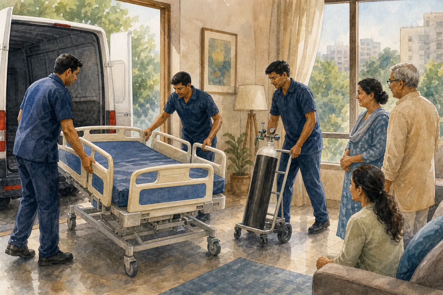 Illustration for Hospital bed plus oxygen equipment rental services