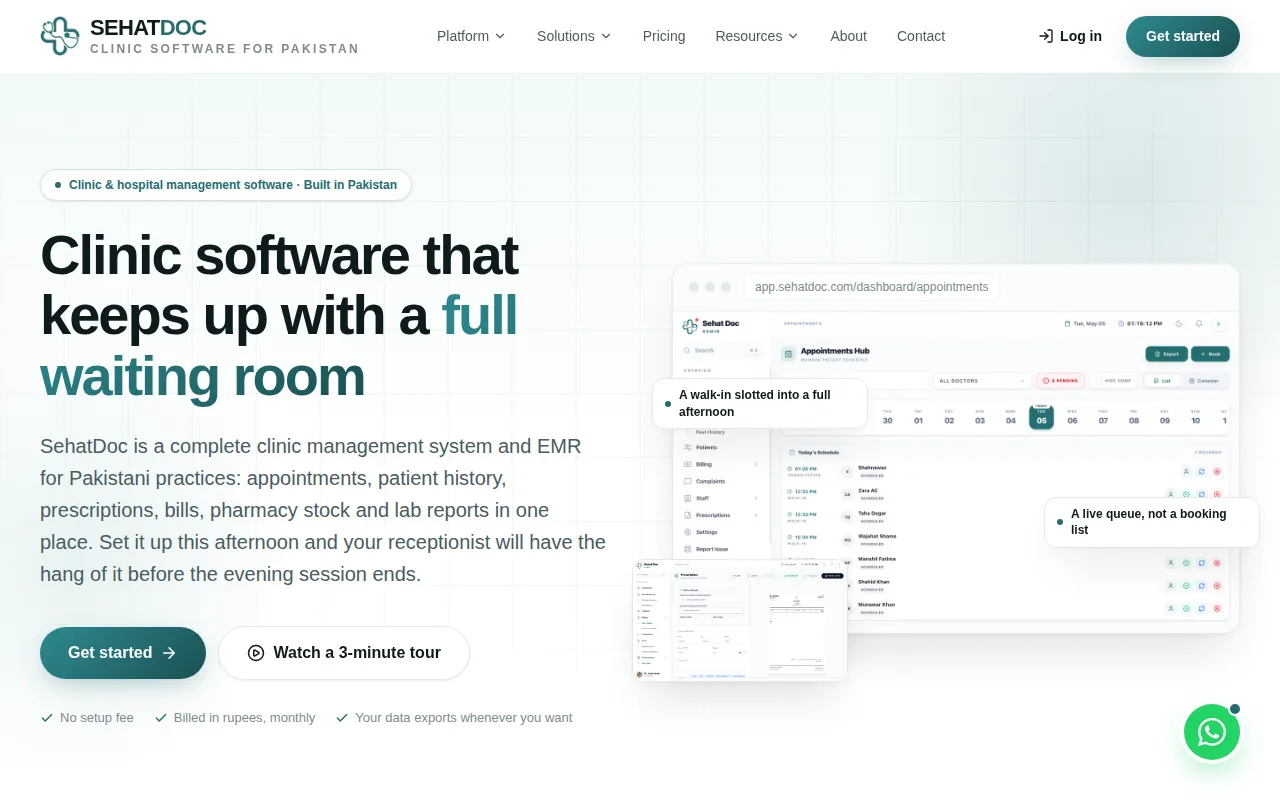Screenshot of the SehatDoc website