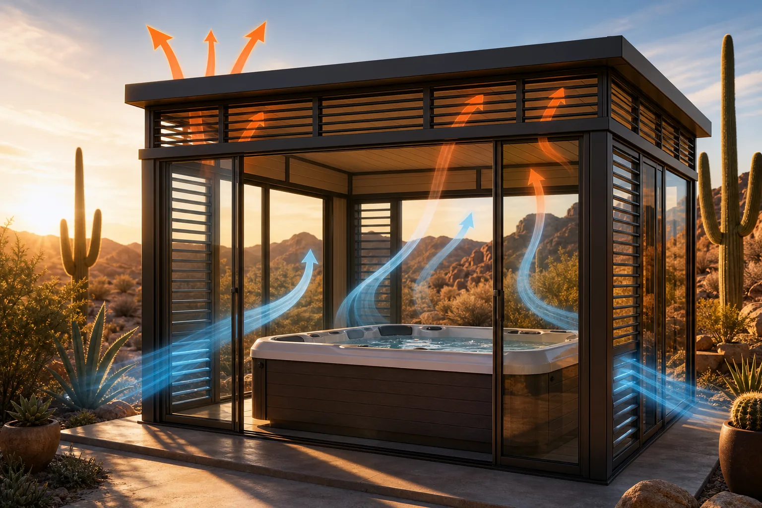 Spa Sunhouse: visual reference for 3. Spa Sunhouse, Ventilated Aluminum for Year‑Round Comfort