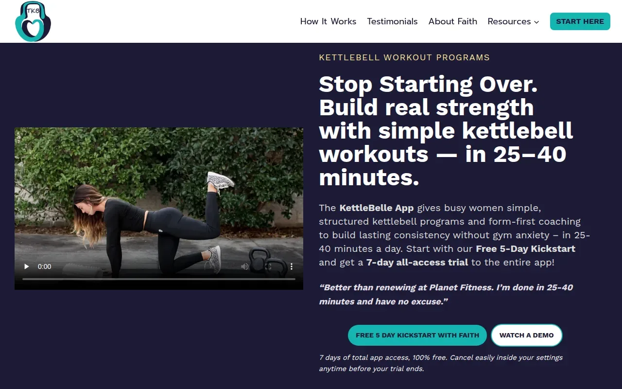Screenshot of the The Kettlebelle website