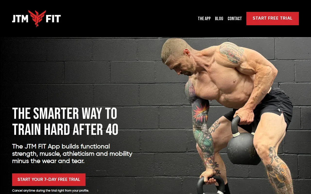 Screenshot of the JTM FIT website