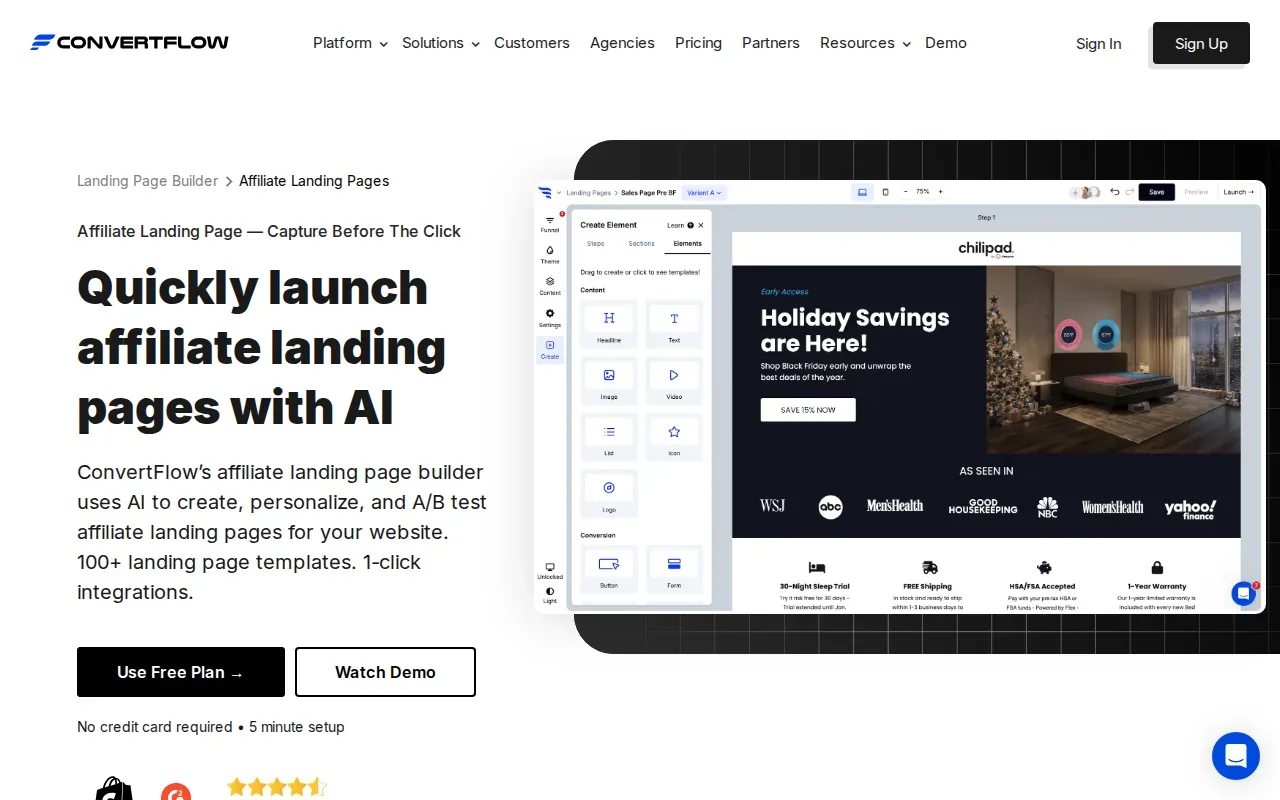 Screenshot of the ConvertFlow website