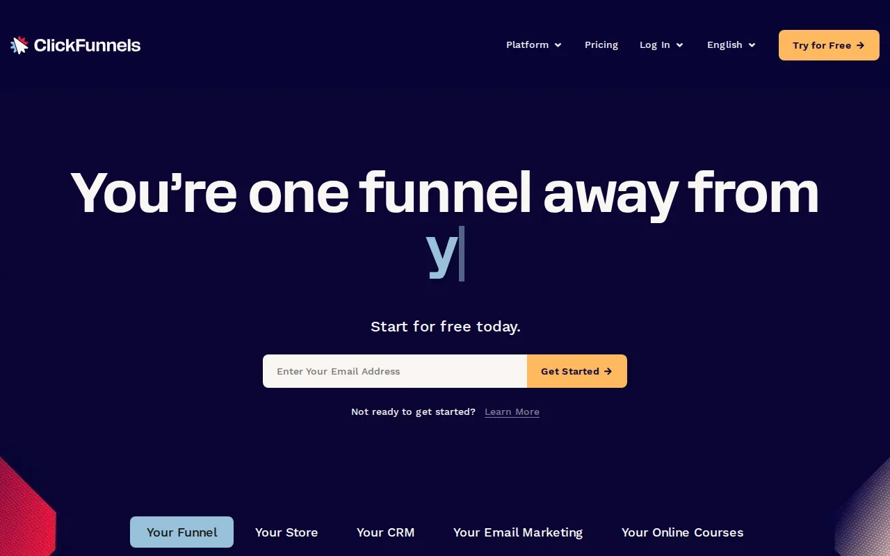 Screenshot of the ClickFunnels website