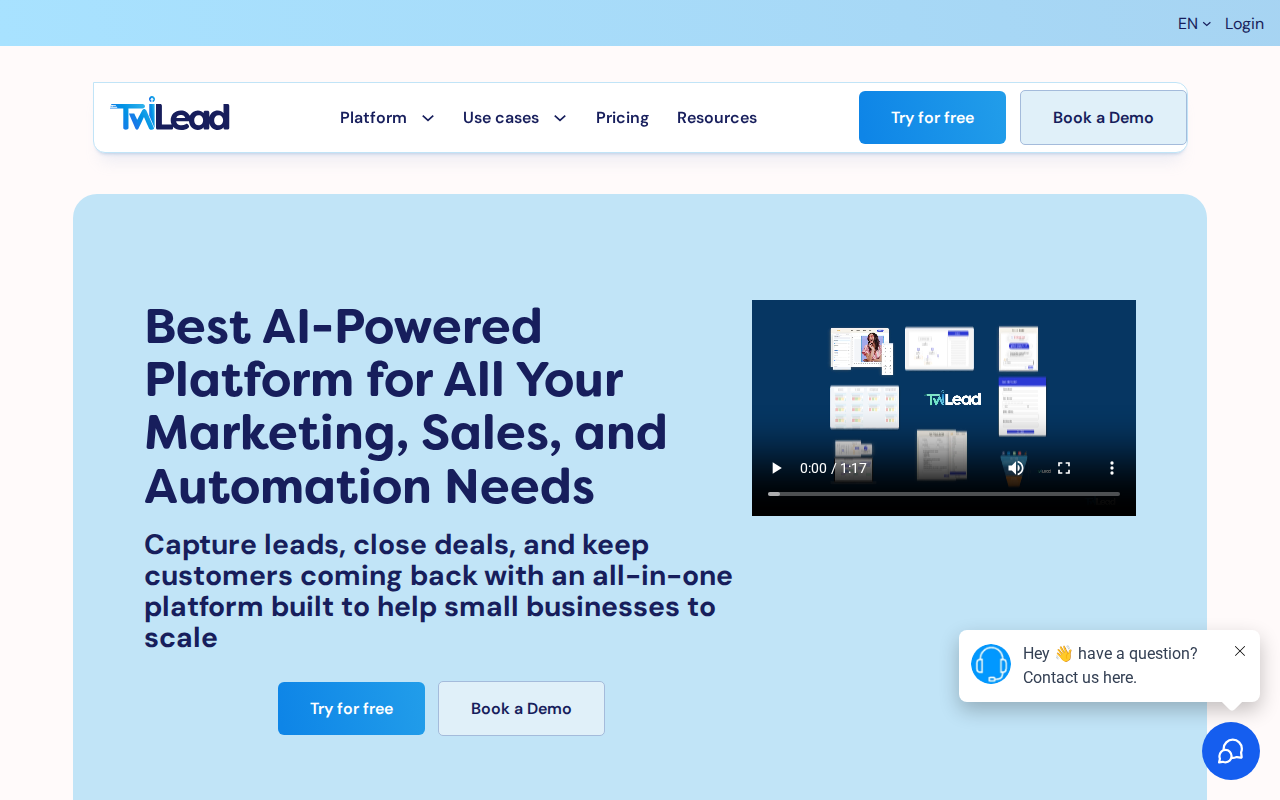 TwiLead homepage screenshot