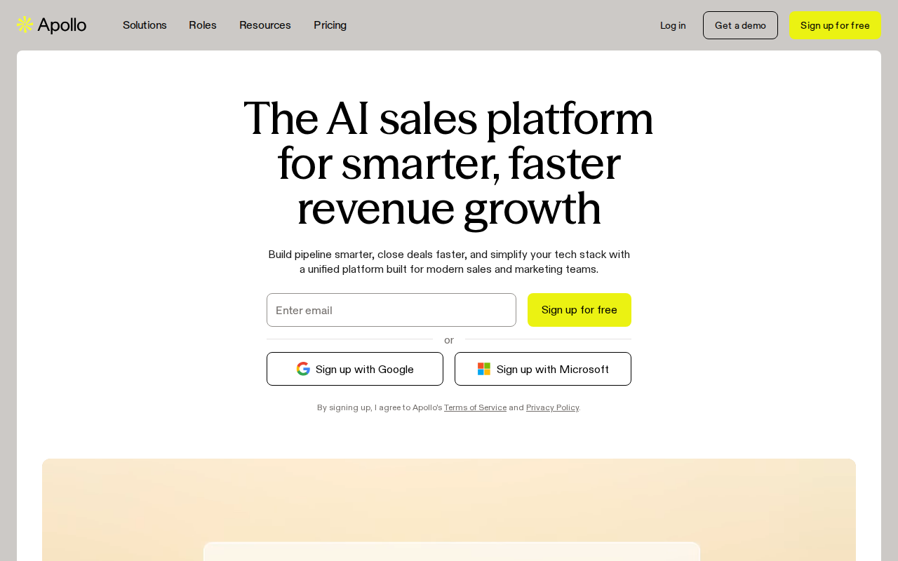 Apollo.io homepage screenshot
