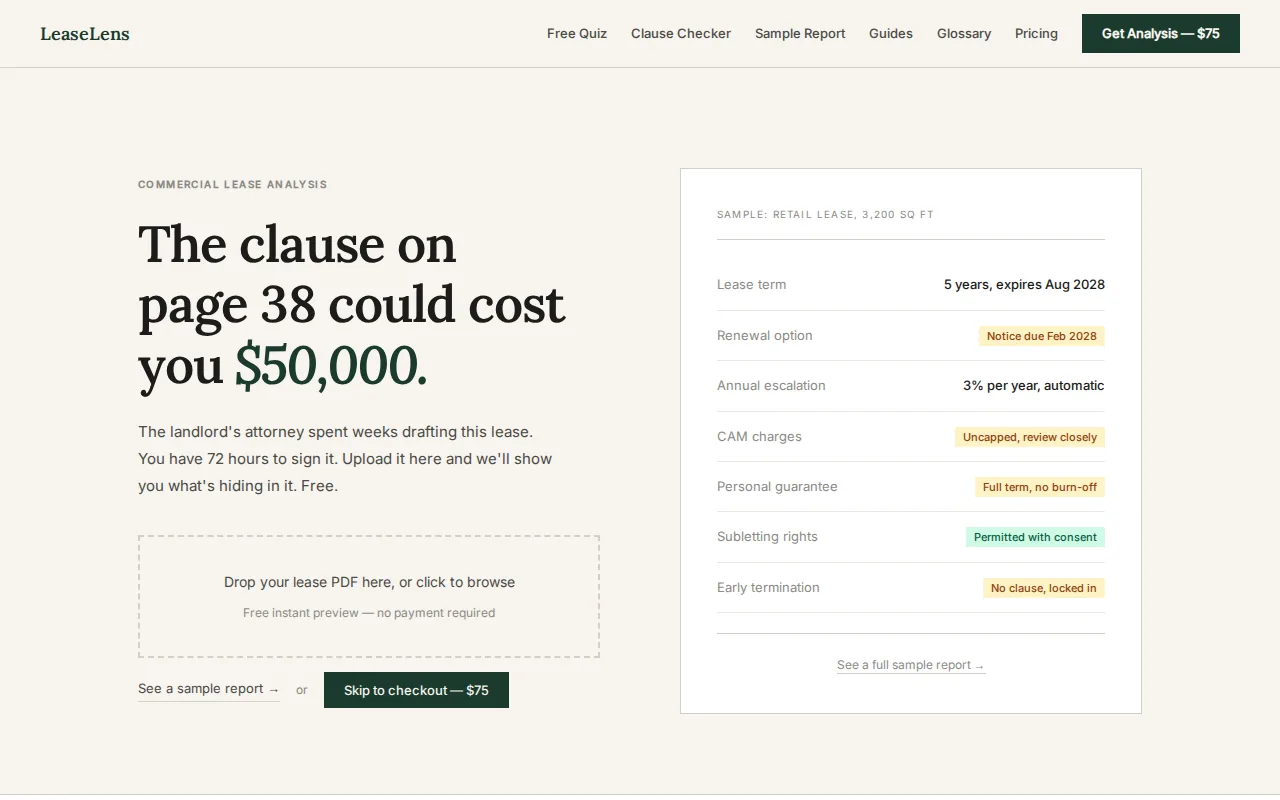 LeaseLens: visual reference for 7. LeaseLens — GPT‑4 powered analysis for small‑scale lease reviews