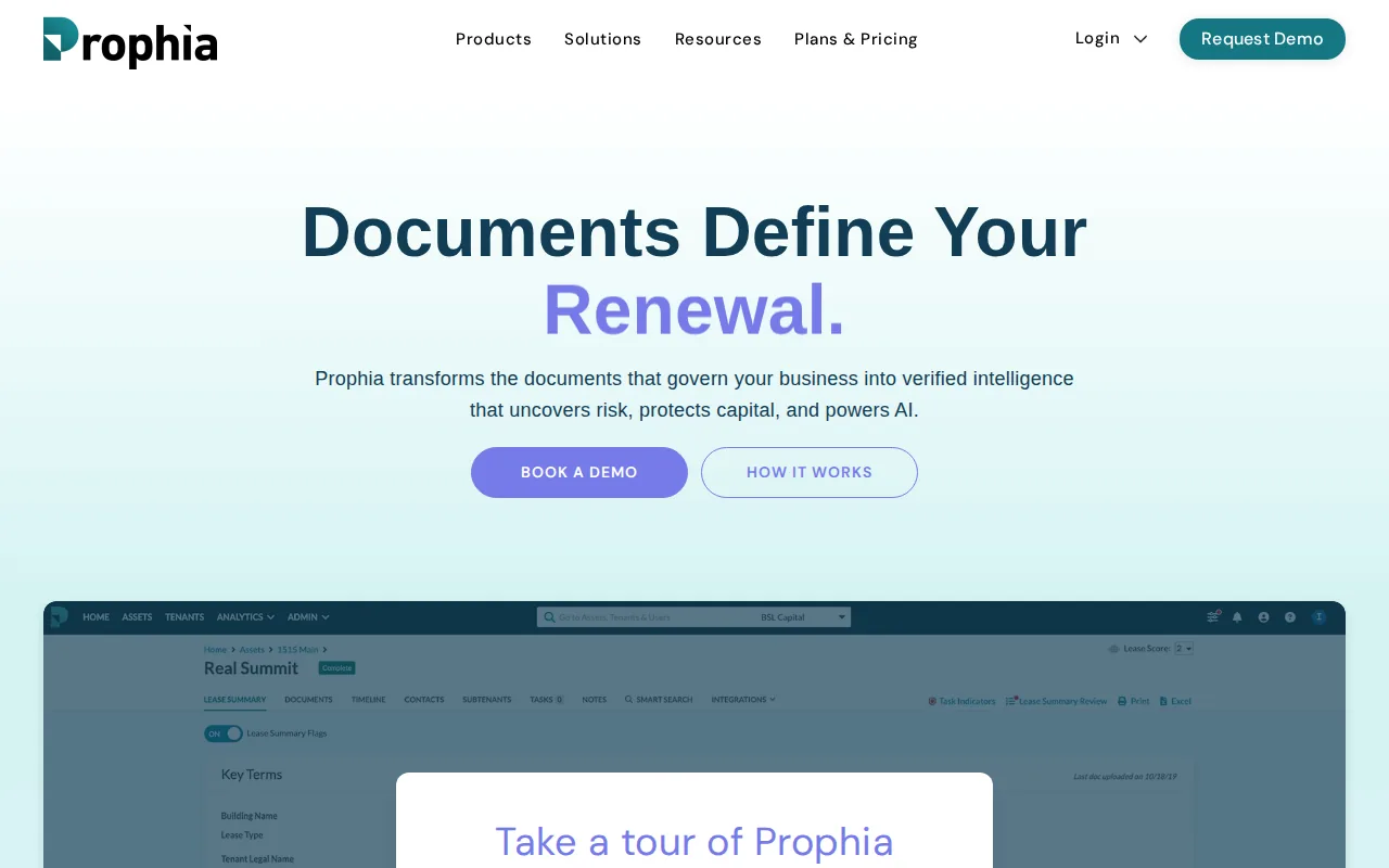 Prophia: visual reference for 9. Prophia — Commercial asset‑manager focused lease analytics