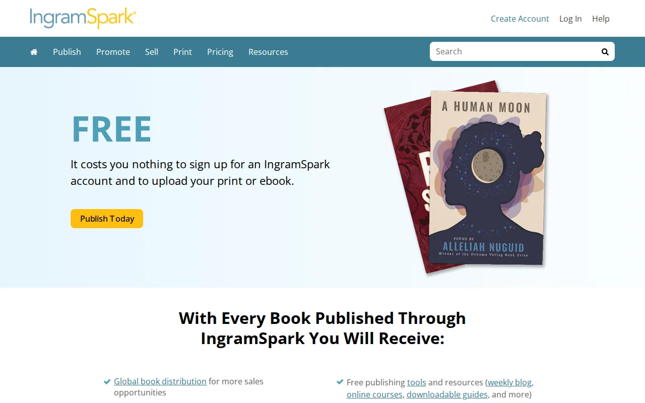 Screenshot of the IngramSpark website